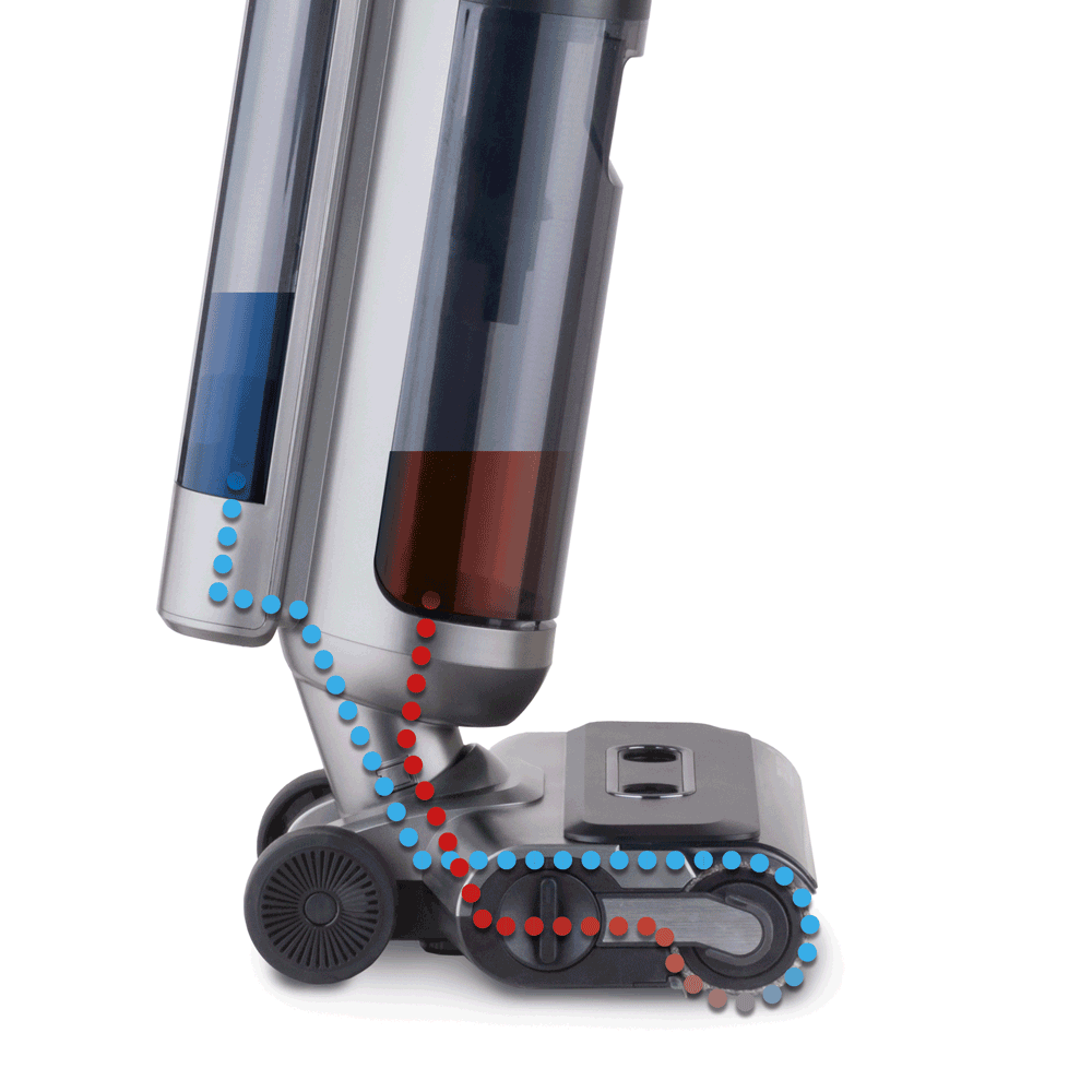 Пылесос AquaFloorCleaner Cordless, подача чистой воды для мытья и сбор грязной воды в отдельный резервуар